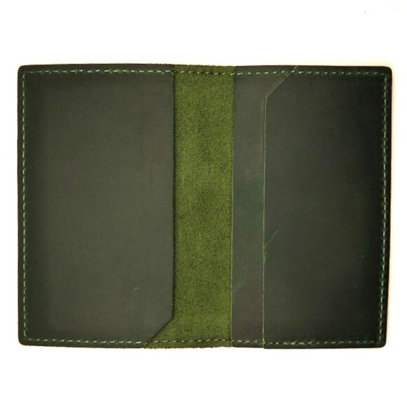 Vintage Old Style Card Holder Cash Wallet Crazy Horse Genuine Leather - Picture 3 of 4